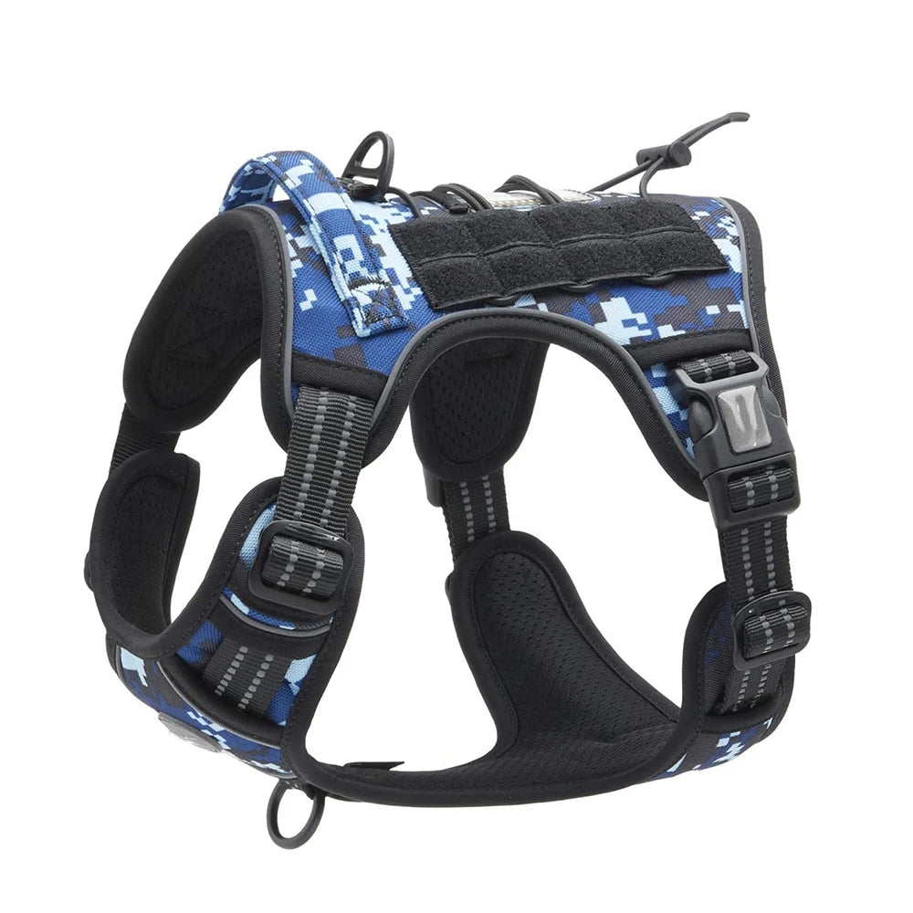 Reflective Tactical Dog Harness & Leash Set – Adjustable No-Pull Training Vest for Small & Large Dogs | Padded Outdoor Pet Harness