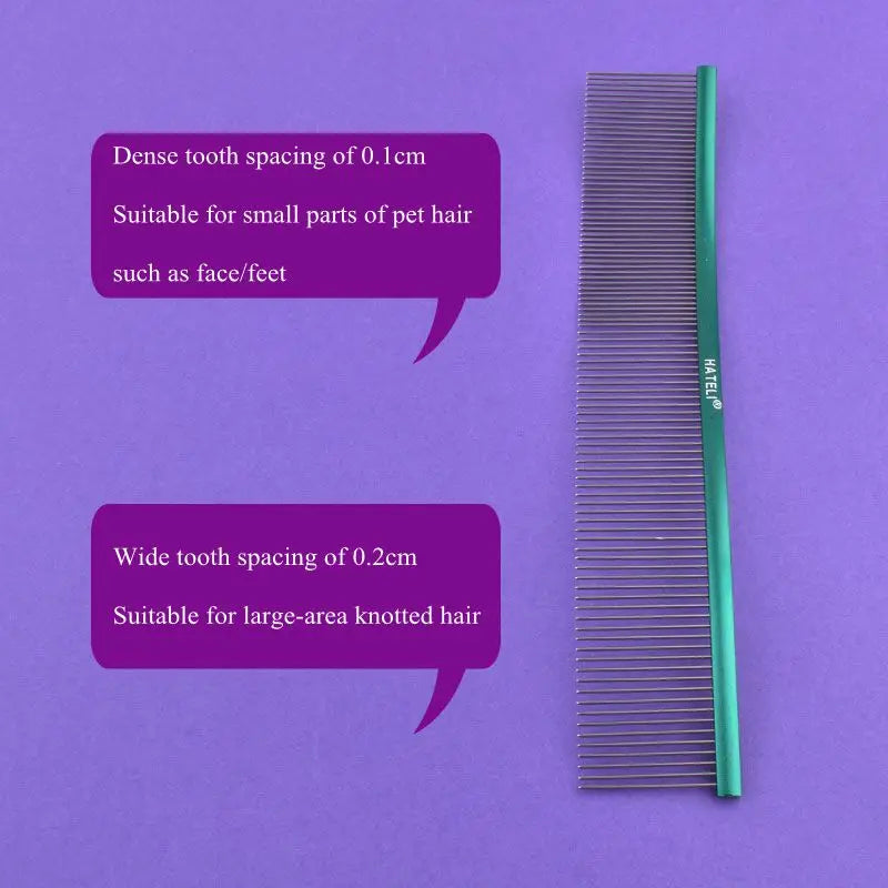 22cm Stainless Steel Pet Grooming Comb – Dual-Sided Dog & Cat Brush with Dense and Sparse Teeth for Hair Removal & Detangling