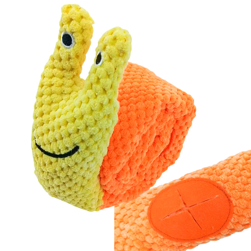 Interactive Dog Puzzle Feeder Toy – Indestructible Plush Squeaky Snail Toy for Puppies & Small Dogs | Food Hiding & Sound Play