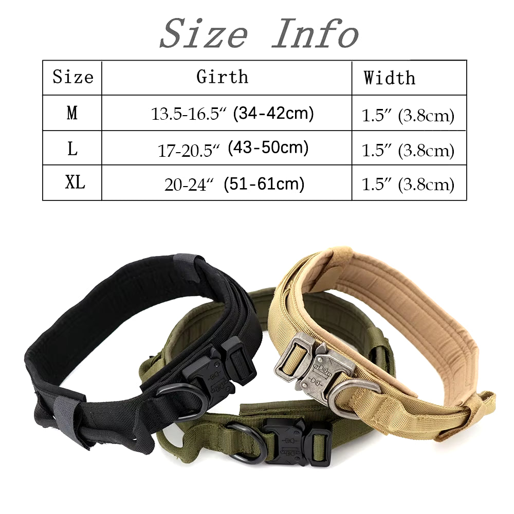 Heavy Duty Tactical Dog Collar with Handle – Military-Grade Training Collar for Medium & Large Dogs | Outdoor Walking with Velcro Patch