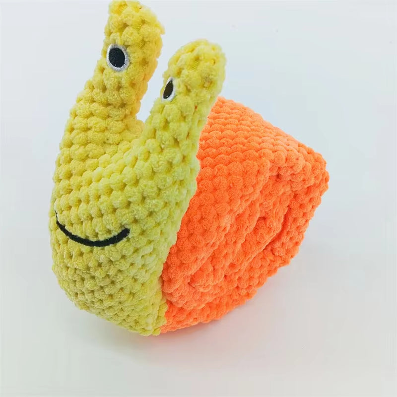 Interactive Dog Puzzle Feeder Toy – Indestructible Plush Squeaky Snail Toy for Puppies & Small Dogs | Food Hiding & Sound Play