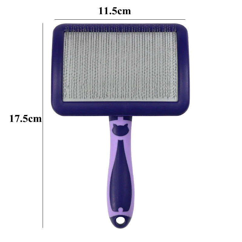 Stainless Steel Dog & Cat Grooming Brush – Hair Remover, Massage Comb & Deshedding Tool with Soft Anti-Slip Handle