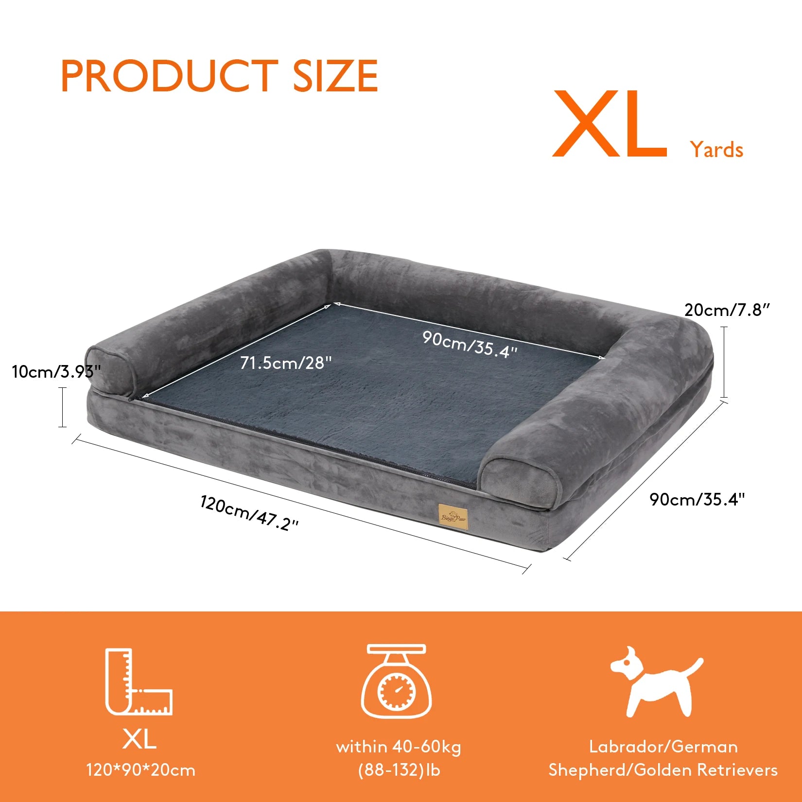 Orthopedic Dog Bed Extra Large – Supportive Pet Mattress with Bolster Sides, Removable Washable Cover & Soft Foam Cushion