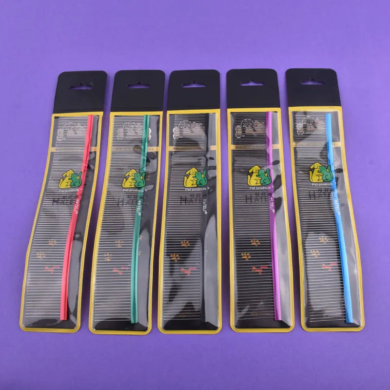 22cm Stainless Steel Pet Grooming Comb – Dual-Sided Dog & Cat Brush with Dense and Sparse Teeth for Hair Removal & Detangling