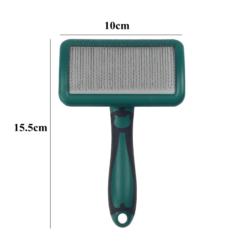 Stainless Steel Dog & Cat Grooming Brush – Hair Remover, Massage Comb & Deshedding Tool with Soft Anti-Slip Handle