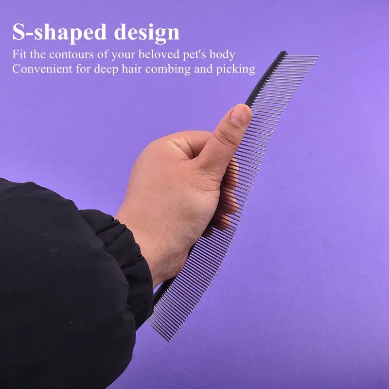 22cm Stainless Steel Pet Grooming Comb – Dual-Sided Dog & Cat Brush with Dense and Sparse Teeth for Hair Removal & Detangling