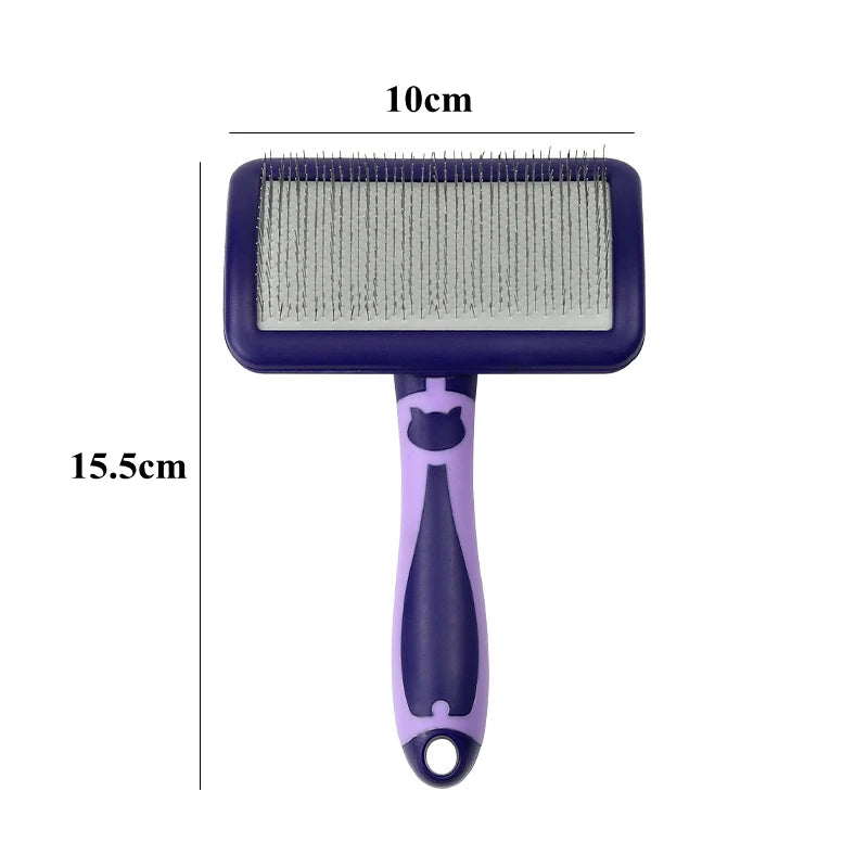 Stainless Steel Dog & Cat Grooming Brush – Hair Remover, Massage Comb & Deshedding Tool with Soft Anti-Slip Handle