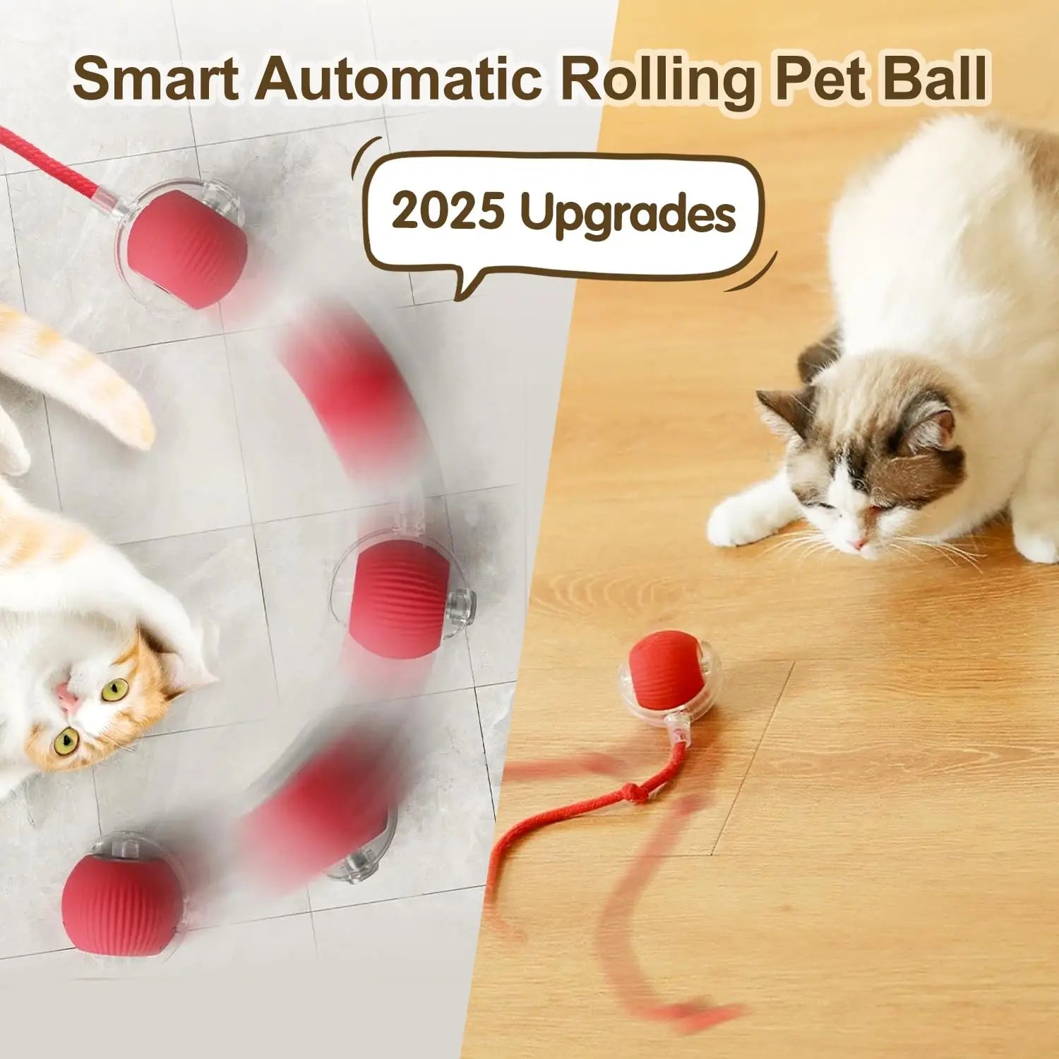 Rechargeable Interactive Cat & Puppy Ball Toy with Rolling Tail - Smart Automatic Pet Playmate