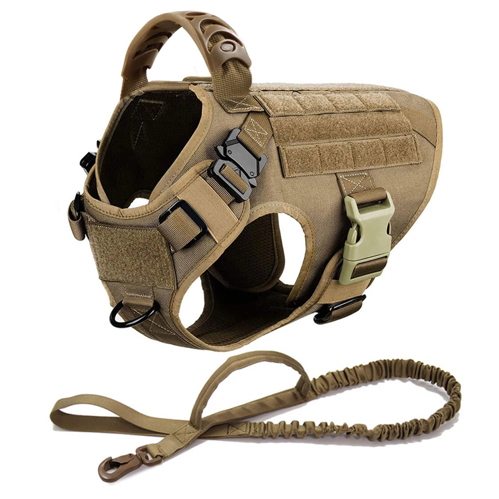 Tactical Dog Harness Set for Medium & Large Dogs – Adjustable Molle Vest with Leash, Collar & Pouches | Durable 1050D Nylon for German Shepherd, Malinois