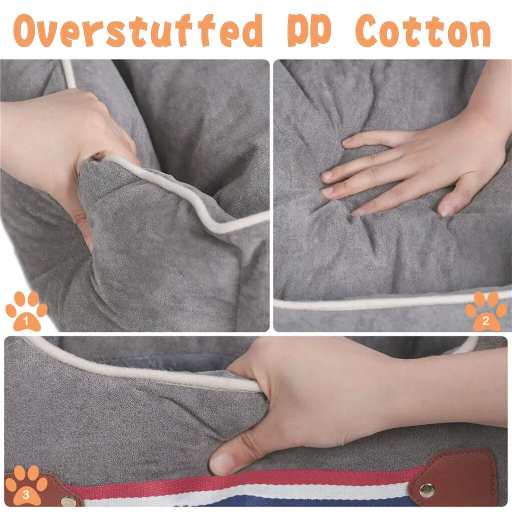 Dog Car Seat Protector & Booster Bed – Anti-Slip Travel Pet Seat with Safety Leash, Storage Pockets & Waterproof Liner | Holds Pets Up to 14kg