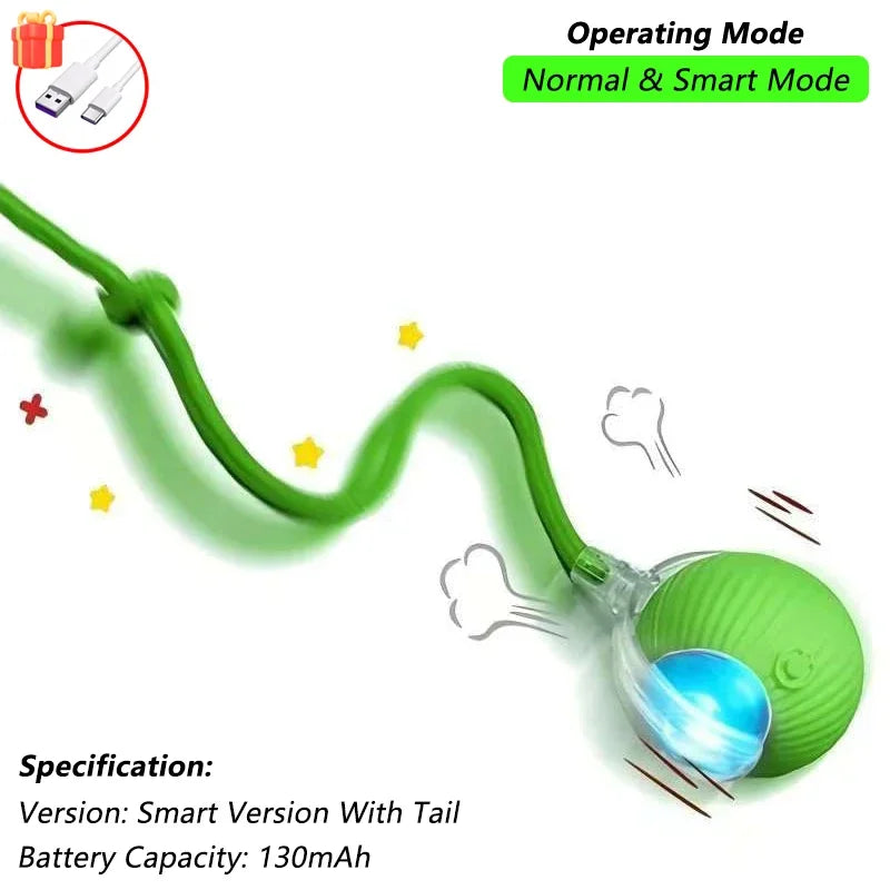 Rechargeable Interactive Cat & Puppy Ball Toy with Rolling Tail - Smart Automatic Pet Playmate