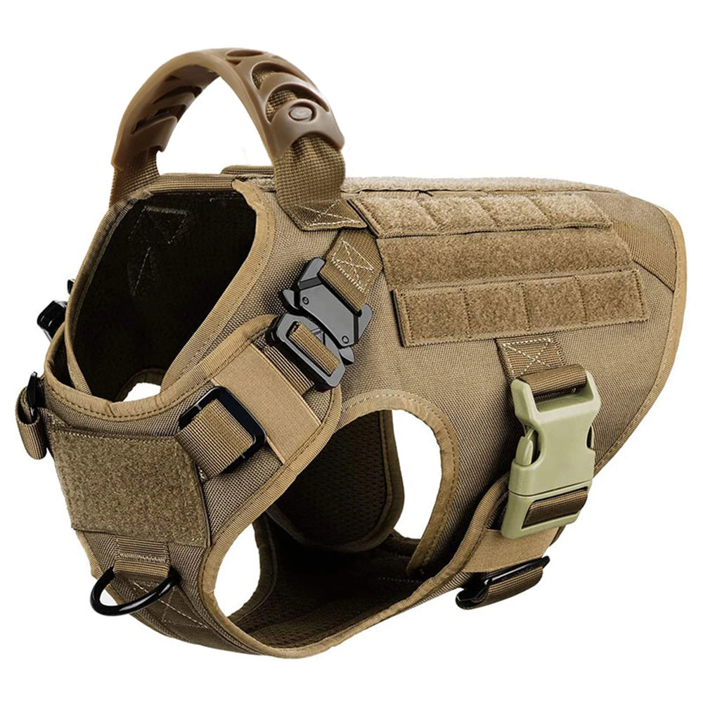 Tactical Dog Harness Set for Medium & Large Dogs – Adjustable Molle Vest with Leash, Collar & Pouches | Durable 1050D Nylon for German Shepherd, Malinois