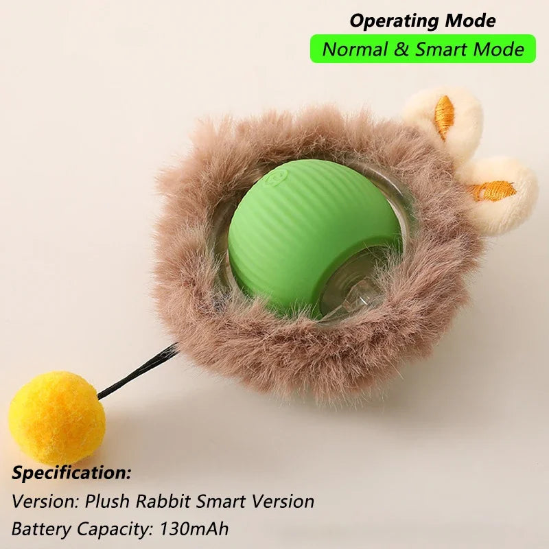 Rechargeable Interactive Cat & Puppy Ball Toy with Rolling Tail - Smart Automatic Pet Playmate