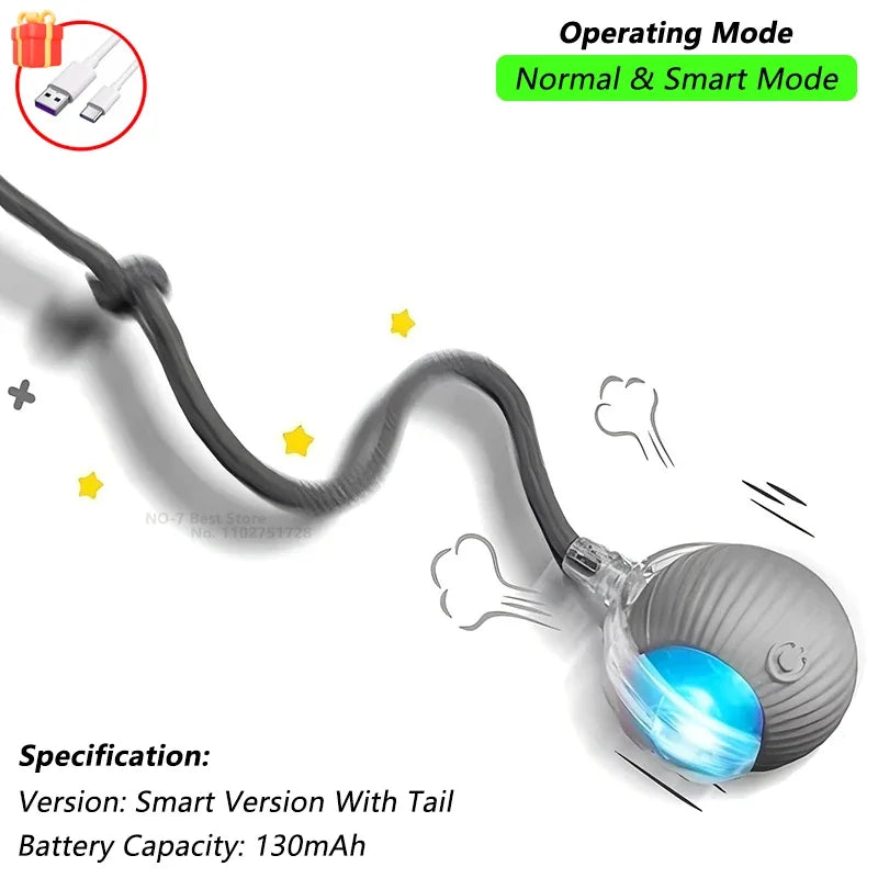 Rechargeable Interactive Cat & Puppy Ball Toy with Rolling Tail - Smart Automatic Pet Playmate