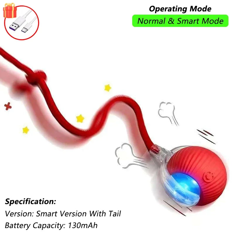Rechargeable Interactive Cat & Puppy Ball Toy with Rolling Tail - Smart Automatic Pet Playmate