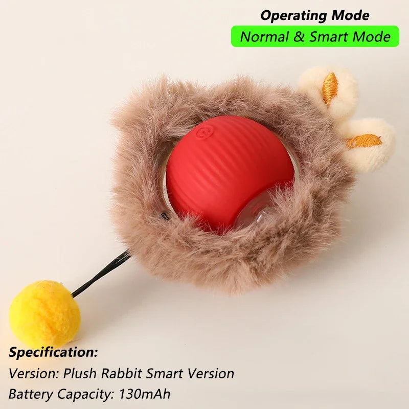 Rechargeable Interactive Cat & Puppy Ball Toy with Rolling Tail - Smart Automatic Pet Playmate