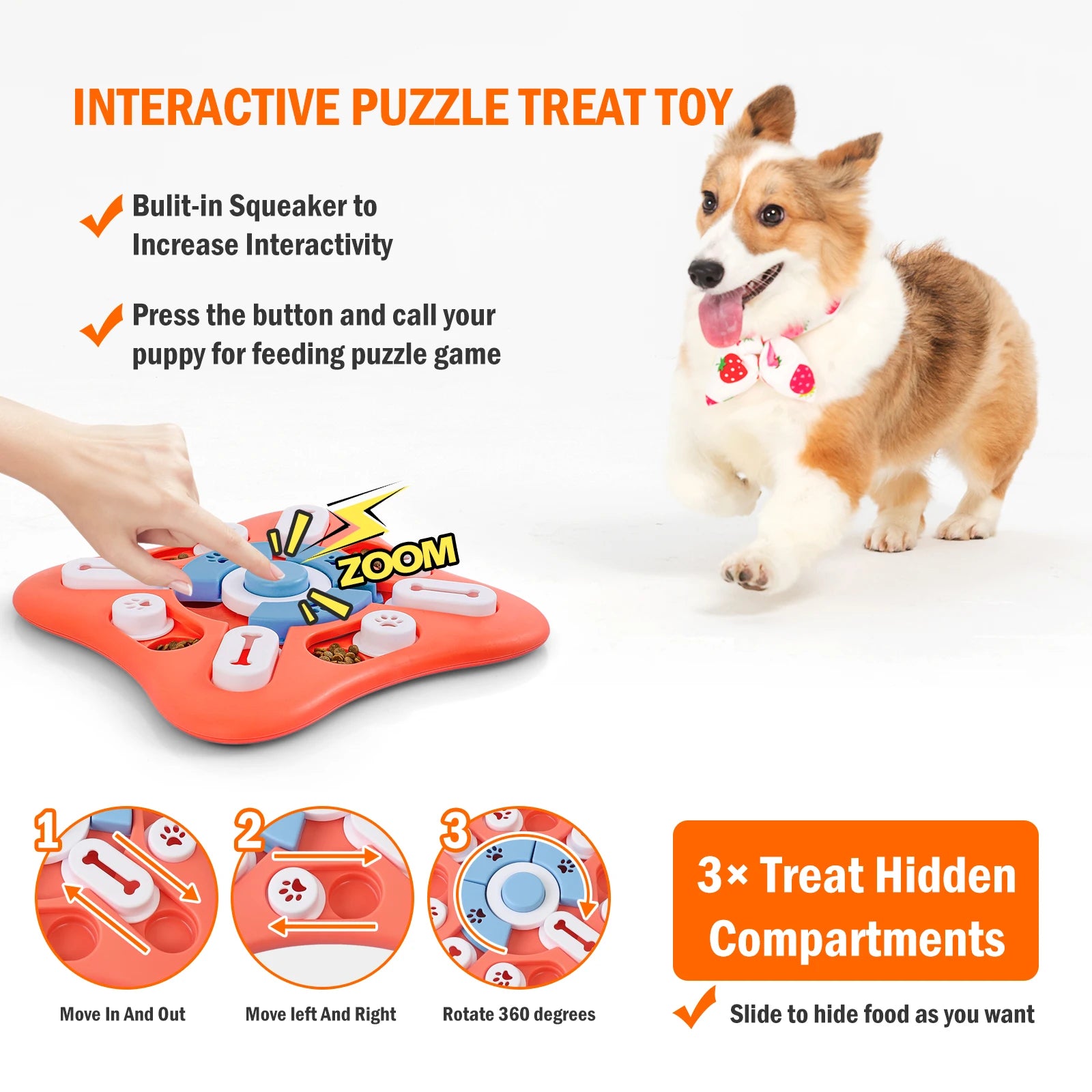Interactive Dog Puzzle Toy for IQ Training – Treat Dispenser for Small, Medium & Large Dogs – Mental Stimulation Enrichment Game