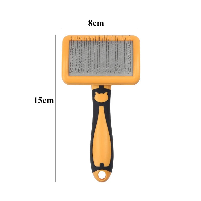 Stainless Steel Dog & Cat Grooming Brush – Hair Remover, Massage Comb & Deshedding Tool with Soft Anti-Slip Handle