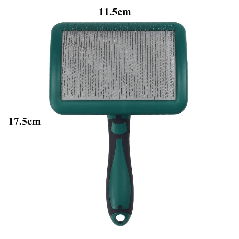Stainless Steel Dog & Cat Grooming Brush – Hair Remover, Massage Comb & Deshedding Tool with Soft Anti-Slip Handle