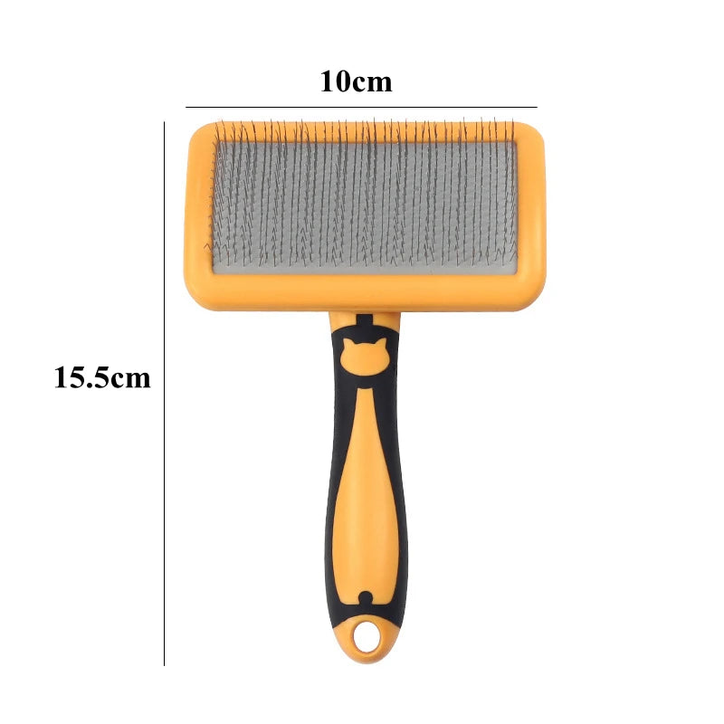 Stainless Steel Dog & Cat Grooming Brush – Hair Remover, Massage Comb & Deshedding Tool with Soft Anti-Slip Handle