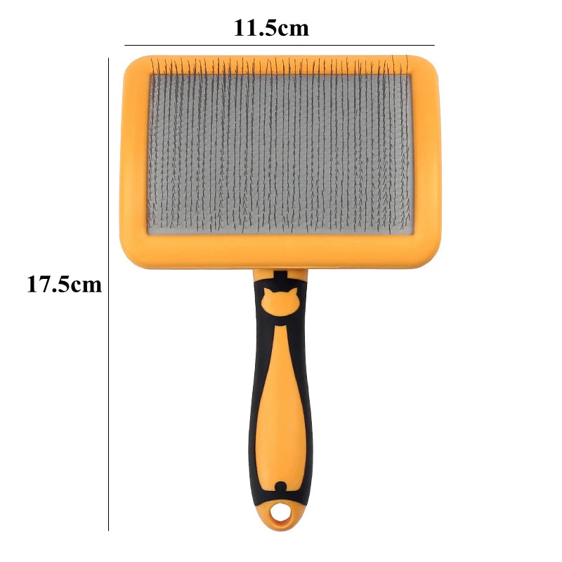Stainless Steel Dog & Cat Grooming Brush – Hair Remover, Massage Comb & Deshedding Tool with Soft Anti-Slip Handle
