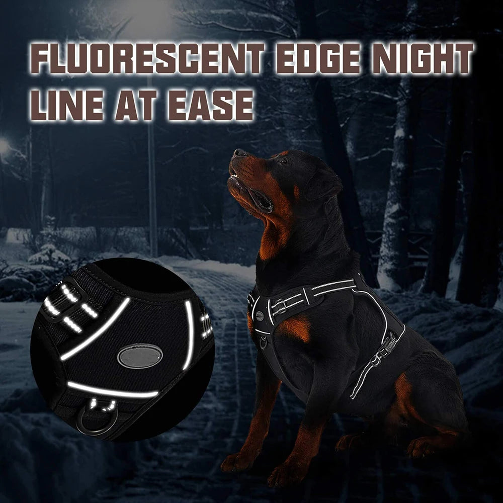 Reflective Tactical Dog Harness & Leash Set – Adjustable No-Pull Training Vest for Small & Large Dogs | Padded Outdoor Pet Harness