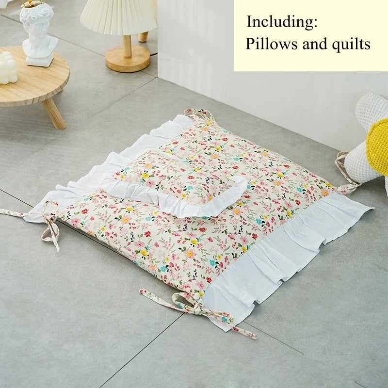 Solid Wood Princess Pet Bed for Cats & Small Dogs – Detachable Luxury Sofa Bed with Pillow & Blanket Set