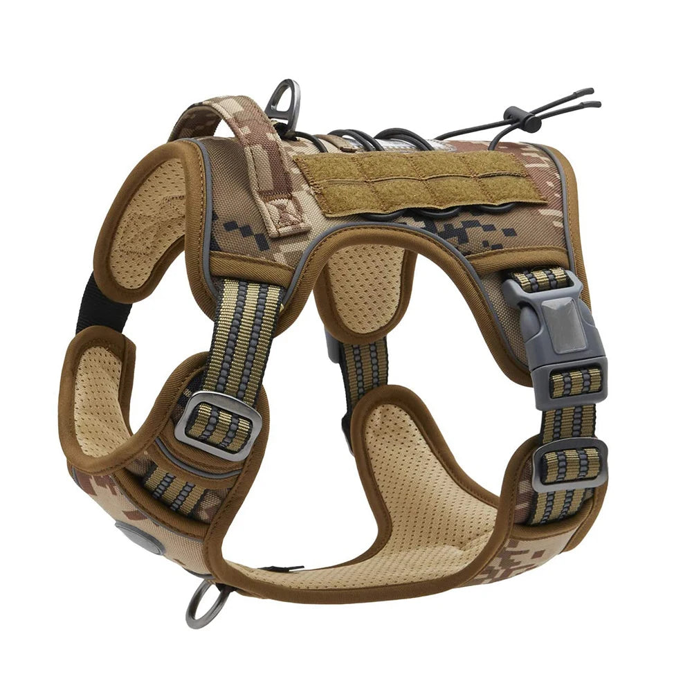 Reflective Tactical Dog Harness & Leash Set – Adjustable No-Pull Training Vest for Small & Large Dogs | Padded Outdoor Pet Harness