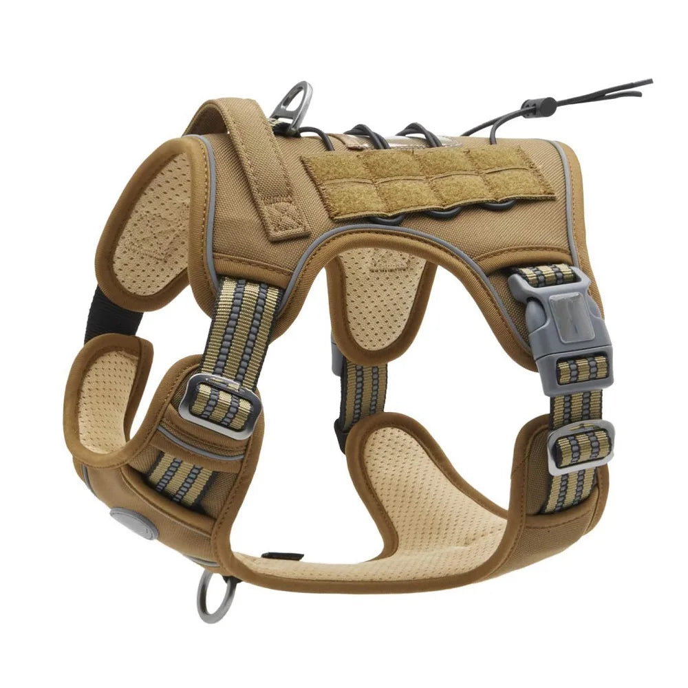 Reflective Tactical Dog Harness & Leash Set – Adjustable No-Pull Training Vest for Small & Large Dogs | Padded Outdoor Pet Harness