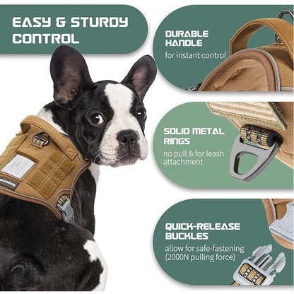 Reflective Tactical Dog Harness & Leash Set – Adjustable No-Pull Training Vest for Small & Large Dogs | Padded Outdoor Pet Harness