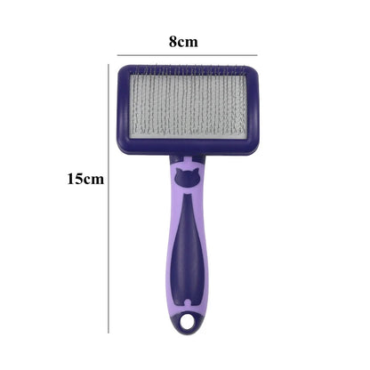 Stainless Steel Dog & Cat Grooming Brush – Hair Remover, Massage Comb & Deshedding Tool with Soft Anti-Slip Handle